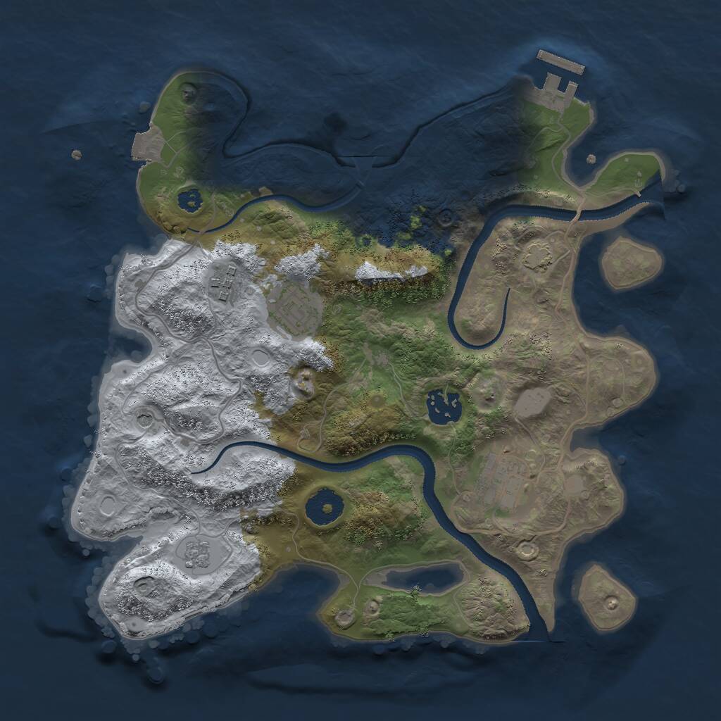 Rust Map: Procedural Map, Size: 3000, Seed: 747138463, 9 Monuments