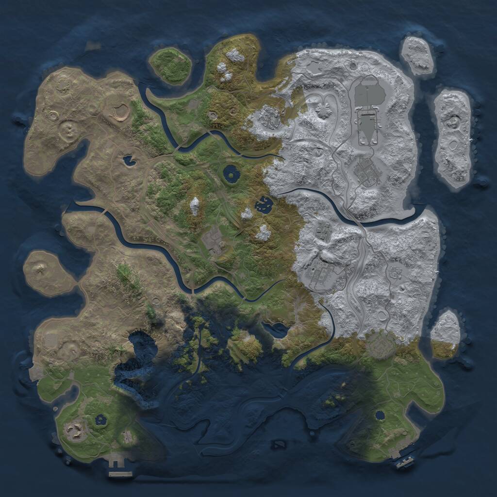 Rust Map: Procedural Map, Size: 4300, Seed: 252654125, 16 Monuments