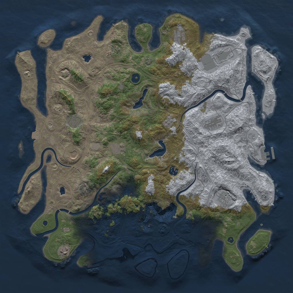 Rust Map: Procedural Map, Size: 4800, Seed: 1080218697, 17 Monuments