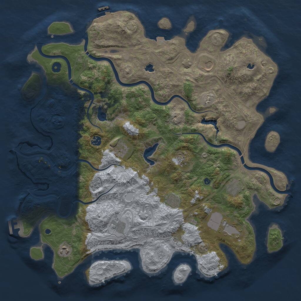 Rust Map: Procedural Map, Size: 4500, Seed: 692876980, 16 Monuments