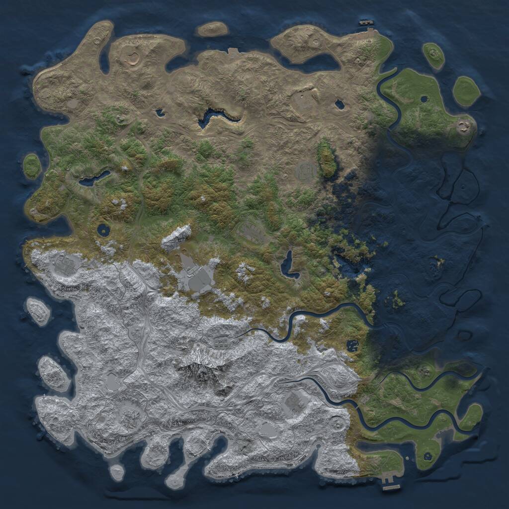 Rust Map: Procedural Map, Size: 6000, Seed: 1639900492, 17 Monuments