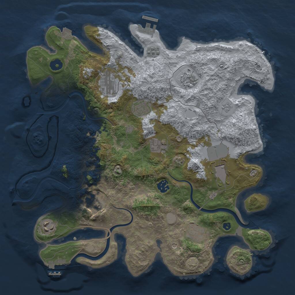 Rust Map: Procedural Map, Size: 3700, Seed: 1023480193, 16 Monuments