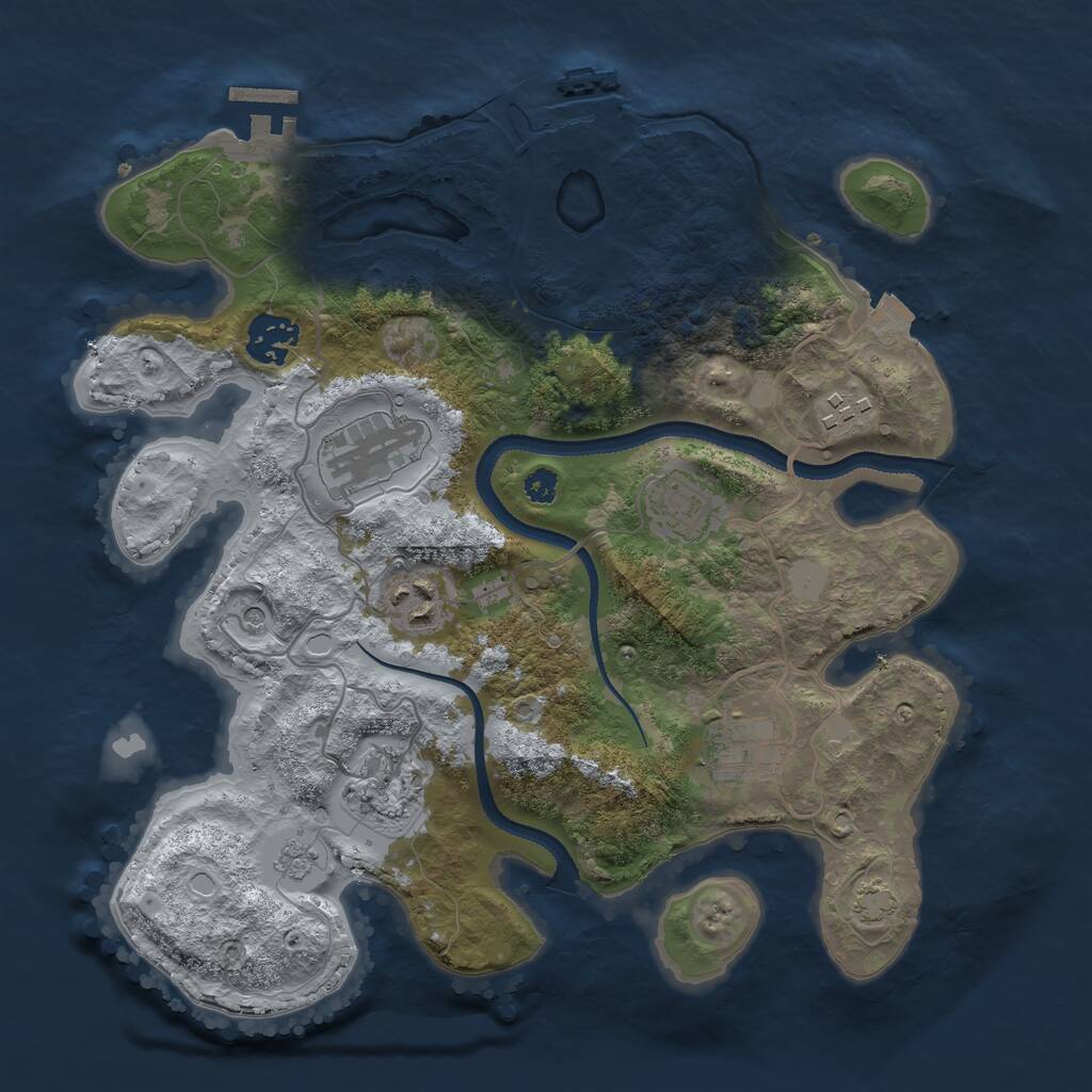 Rust Map: Procedural Map, Size: 3200, Seed: 392183, 13 Monuments