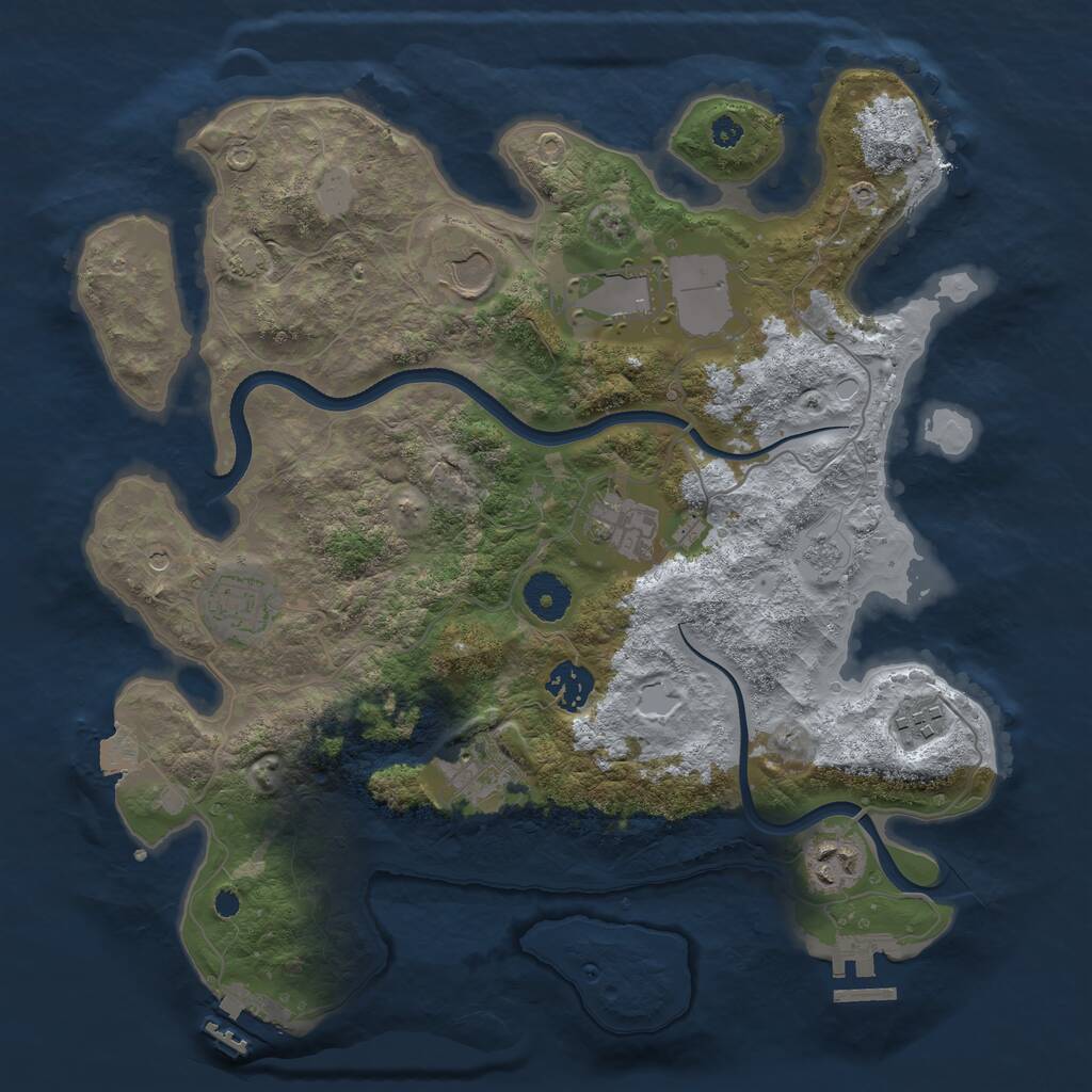 Rust Map: Procedural Map, Size: 3500, Seed: 442153891, 14 Monuments