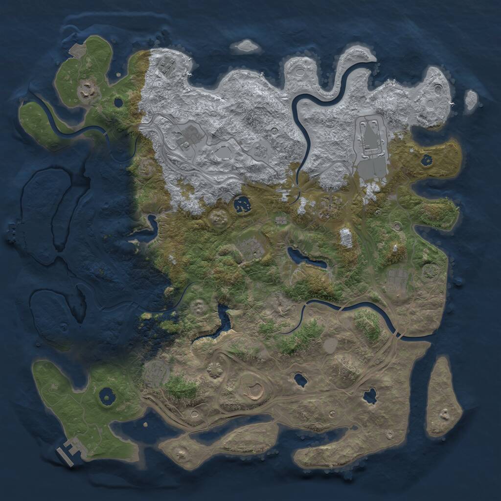 Rust Map: Procedural Map, Size: 4500, Seed: 405557530, 16 Monuments