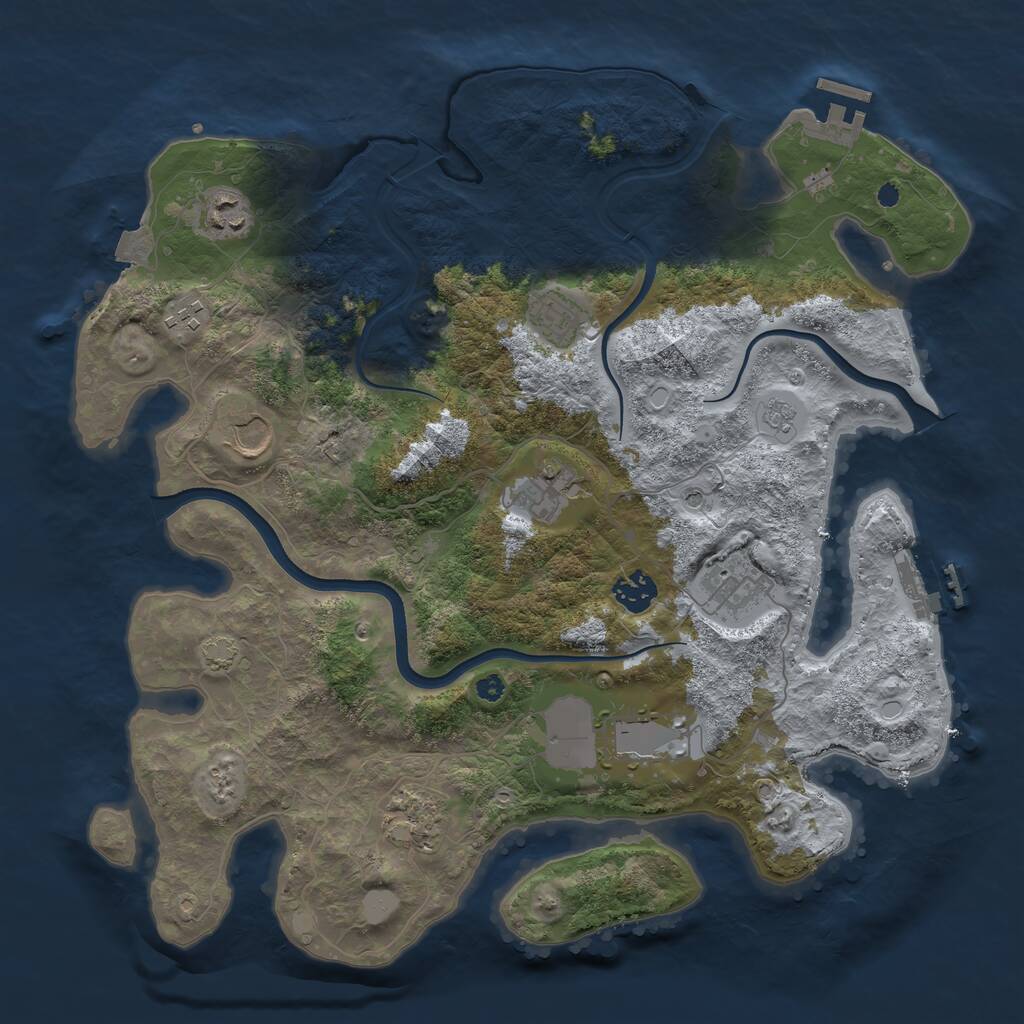 Rust Map: Procedural Map, Size: 3750, Seed: 2083442637, 15 Monuments