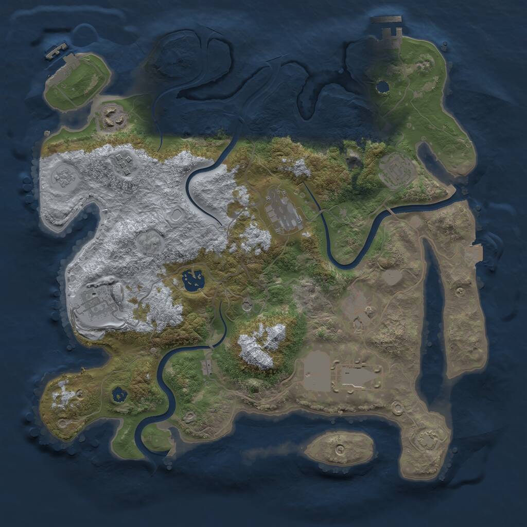 Rust Map: Procedural Map, Size: 3500, Seed: 1867232082, 14 Monuments