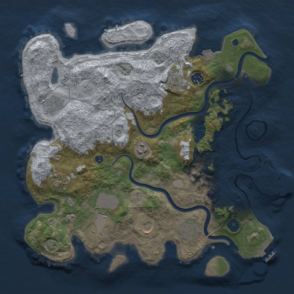 Rust Map: Procedural Map, Size: 3650, Seed: 77202660, 15 Monuments