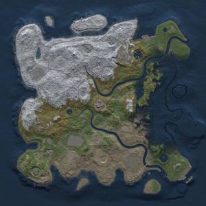 Thumbnail Rust Map: Procedural Map, Size: 3650, Seed: 77202660, 15 Monuments