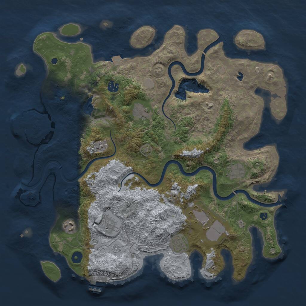 Rust Map: Procedural Map, Size: 4000, Seed: 4719, 14 Monuments