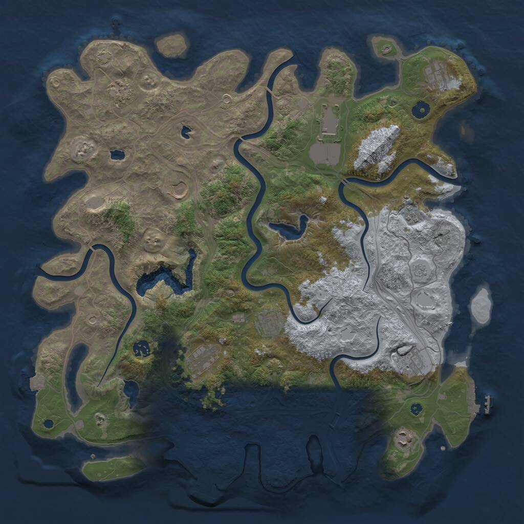 Rust Map: Procedural Map, Size: 4500, Seed: 231946776, 16 Monuments