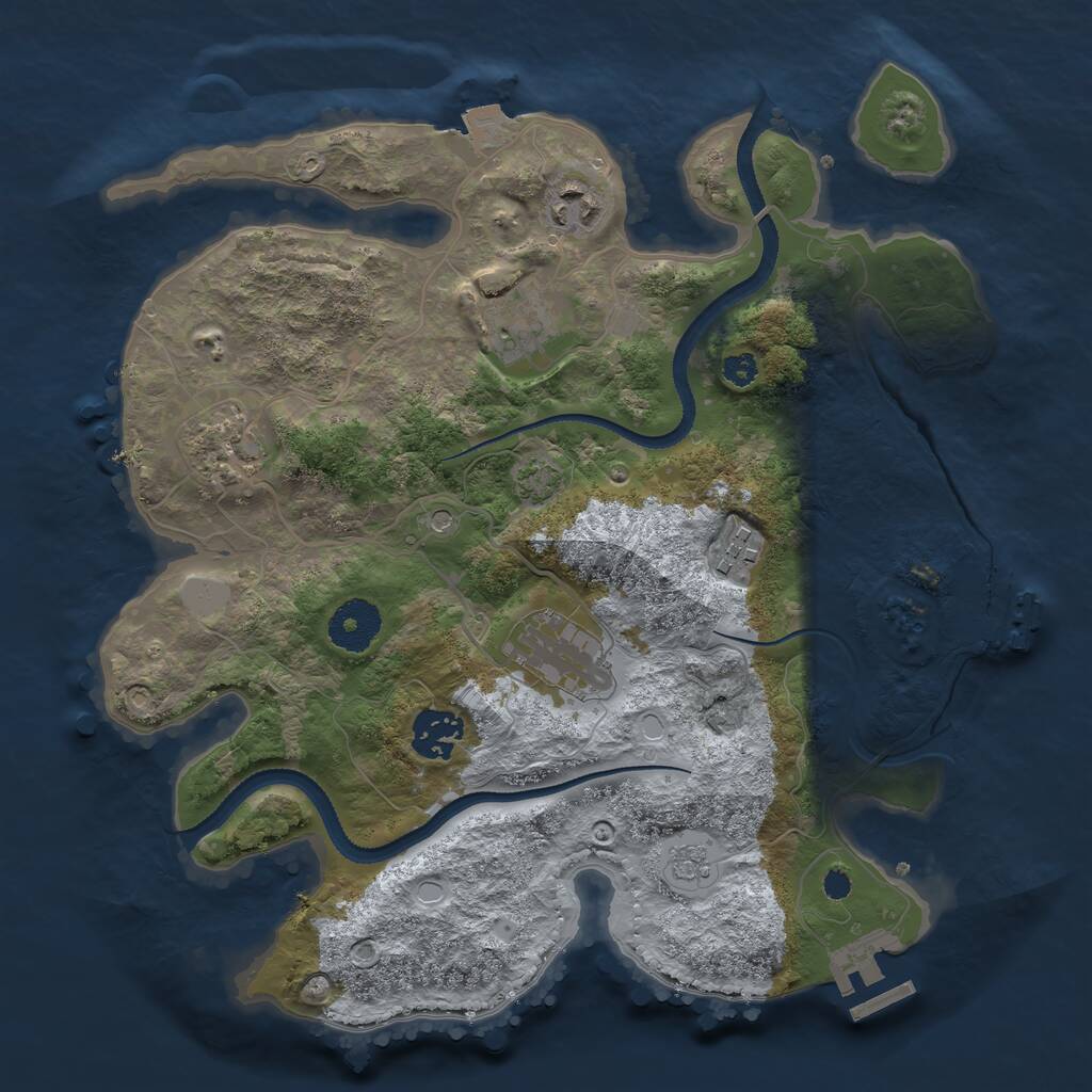 Rust Map: Procedural Map, Size: 3200, Seed: 1044548392, 12 Monuments