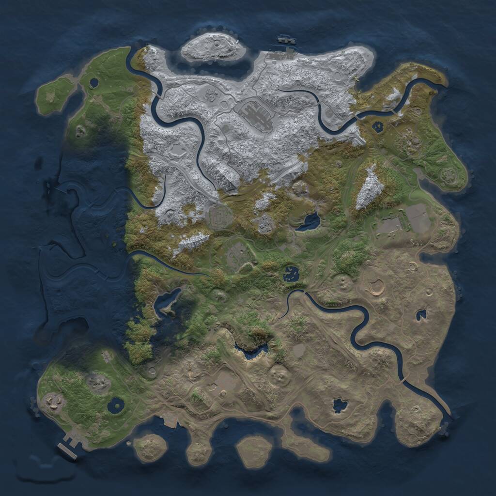 Rust Map: Procedural Map, Size: 4500, Seed: 938995551, 16 Monuments