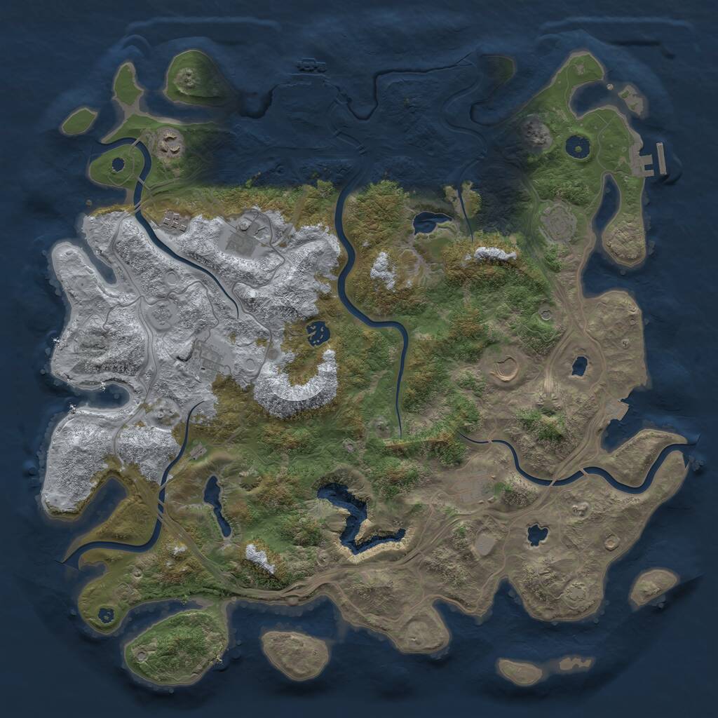 Rust Map: Procedural Map, Size: 4500, Seed: 213415421, 14 Monuments
