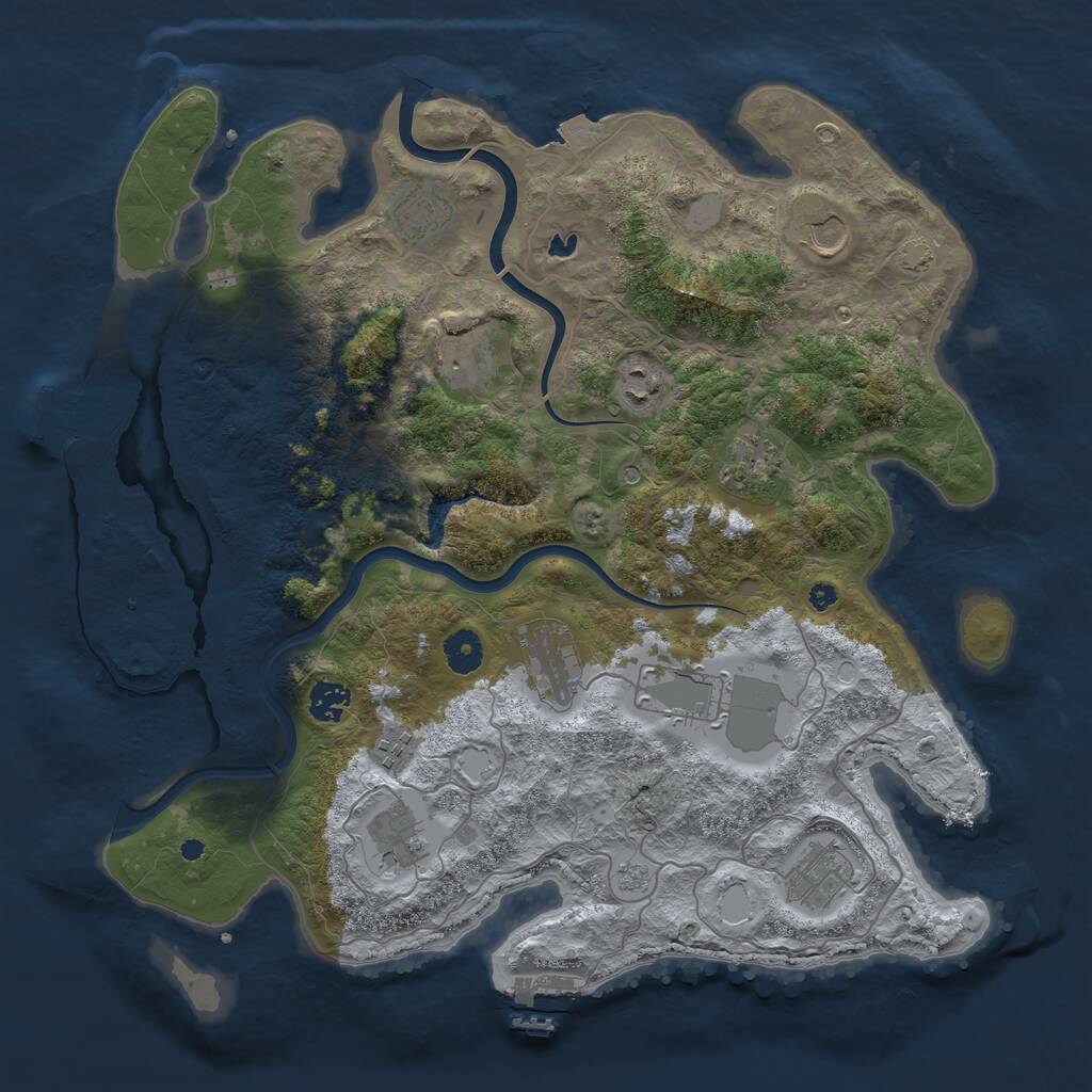 Rust Map: Procedural Map, Size: 4000, Seed: 781908620, 17 Monuments