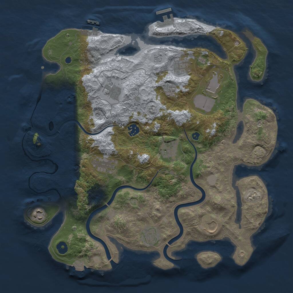 Rust Map: Procedural Map, Size: 3800, Seed: 797197330, 16 Monuments
