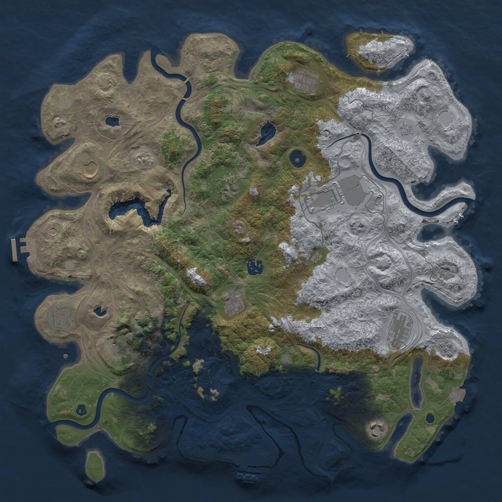 Rust Map: Procedural Map, Size: 4500, Seed: 952529042, 17 Monuments
