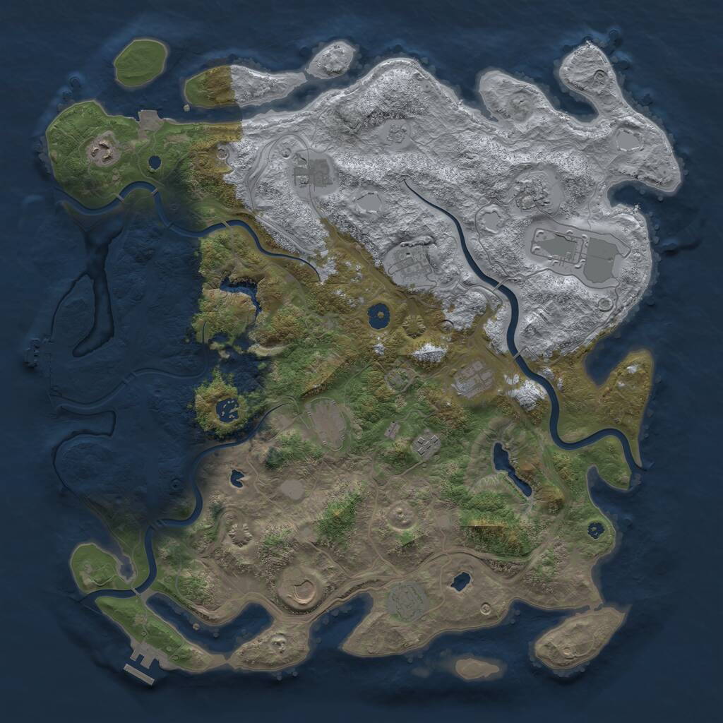 Rust Map: Procedural Map, Size: 4500, Seed: 677041796, 17 Monuments