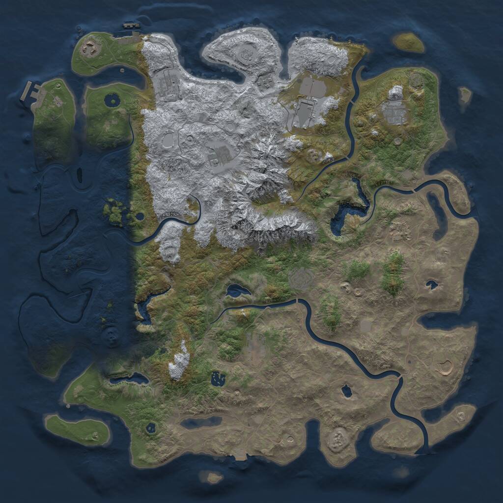 Rust Map: Procedural Map, Size: 5000, Seed: 651984, 17 Monuments