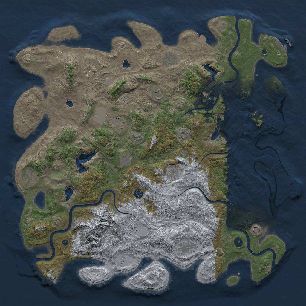 Rust Map: Procedural Map, Size: 5000, Seed: 1518574210, 17 Monuments