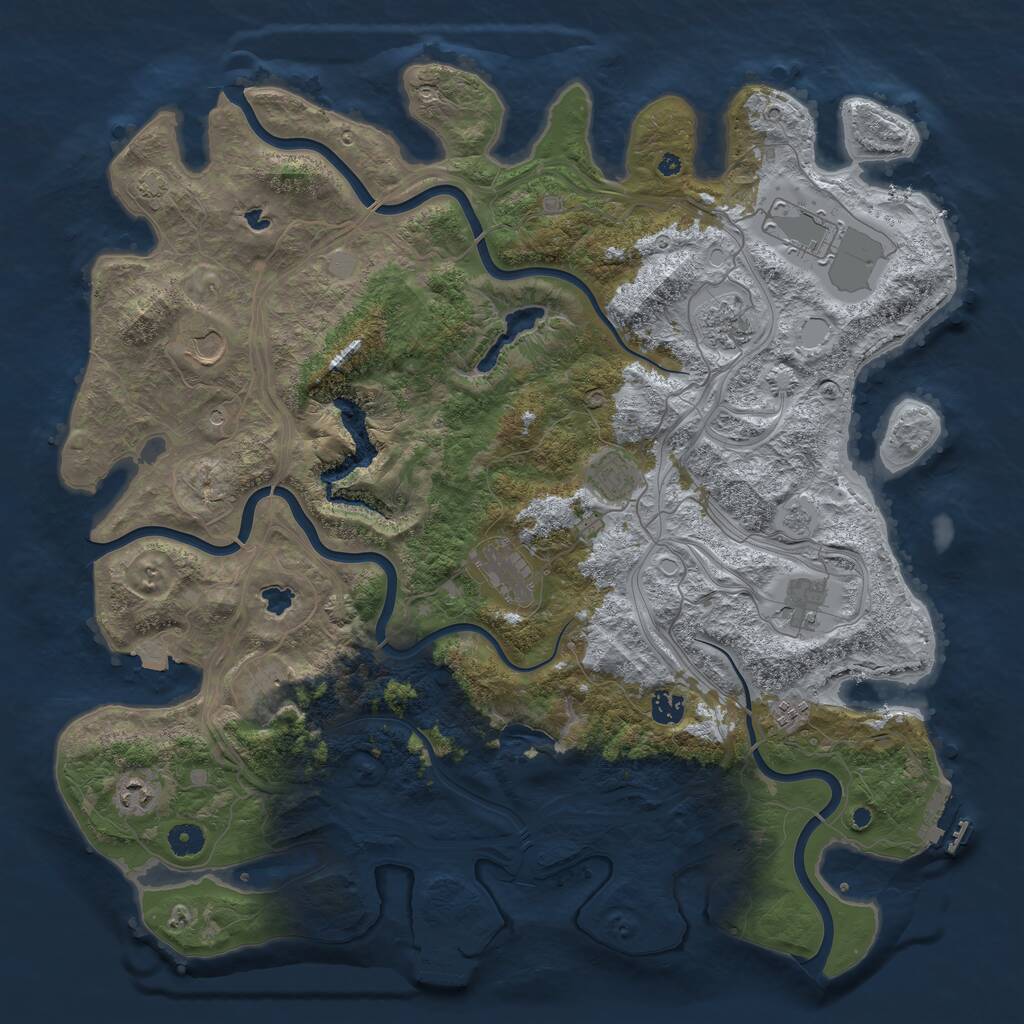 Rust Map: Procedural Map, Size: 4500, Seed: 520387799, 16 Monuments