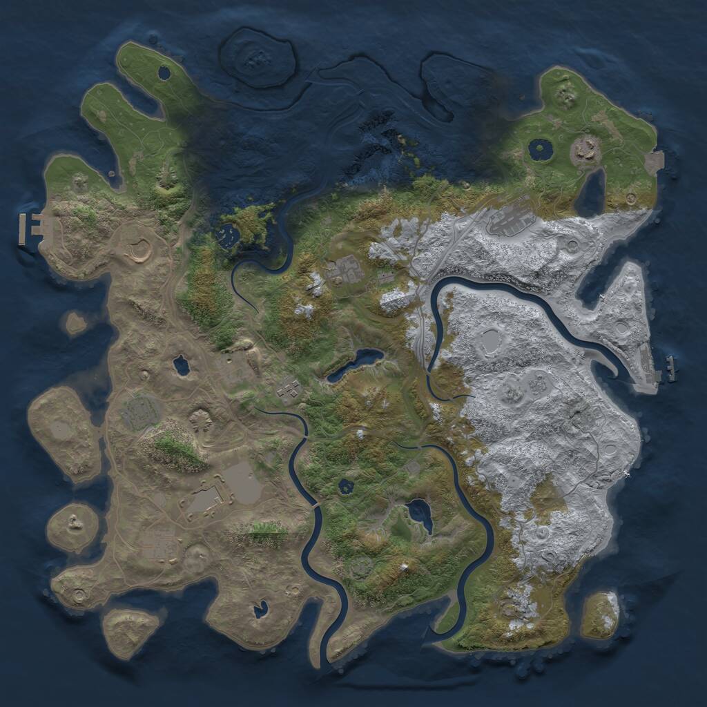 Rust Map: Procedural Map, Size: 4500, Seed: 612466024, 17 Monuments