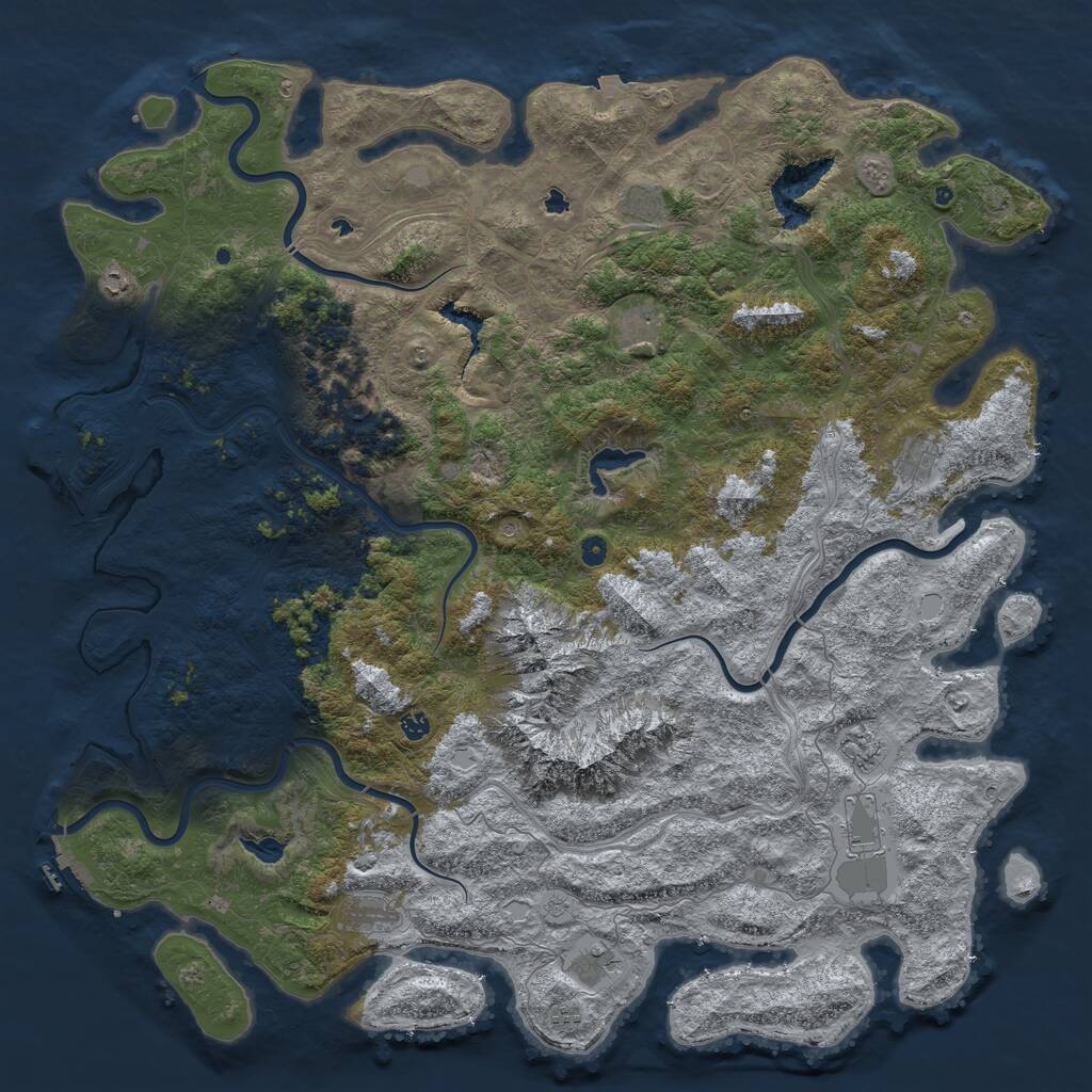 Rust Map: Procedural Map, Size: 5800, Seed: 839436527, 17 Monuments