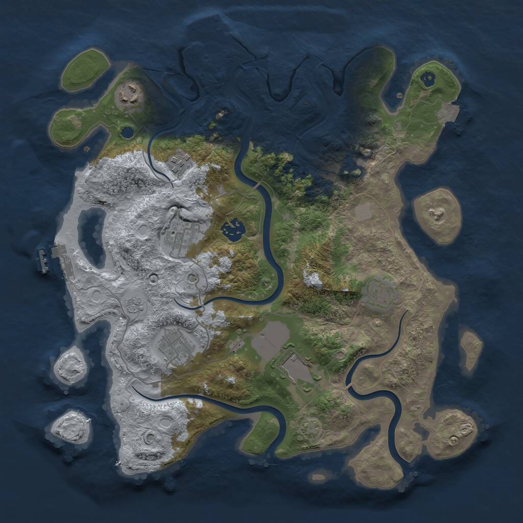 Rust Map: Procedural Map, Size: 3500, Seed: 63188219, 13 Monuments