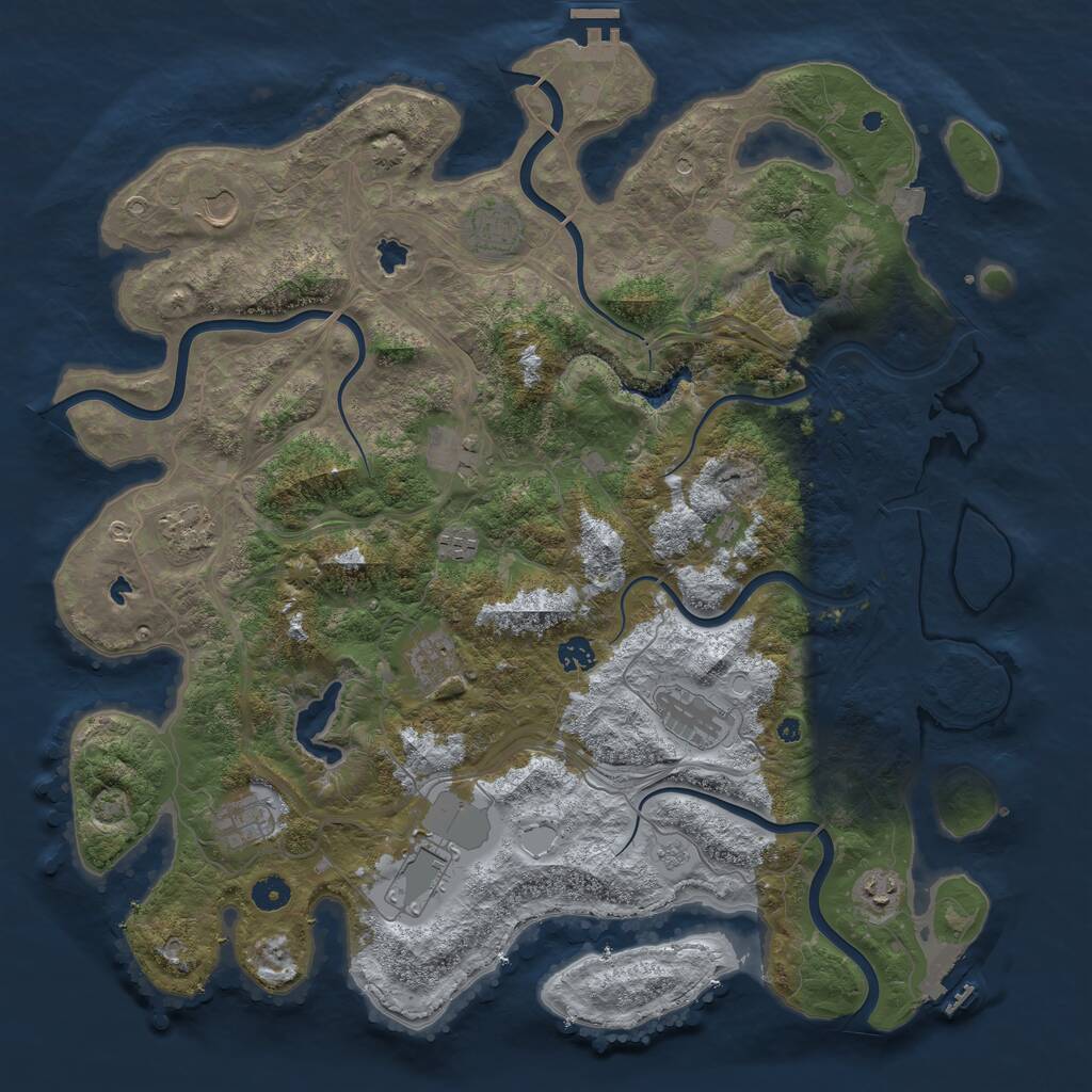 Rust Map: Procedural Map, Size: 4500, Seed: 469072092, 17 Monuments