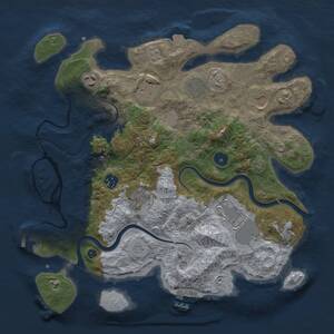 Thumbnail Rust Map: Procedural Map, Size: 3600, Seed: 957601471, 14 Monuments