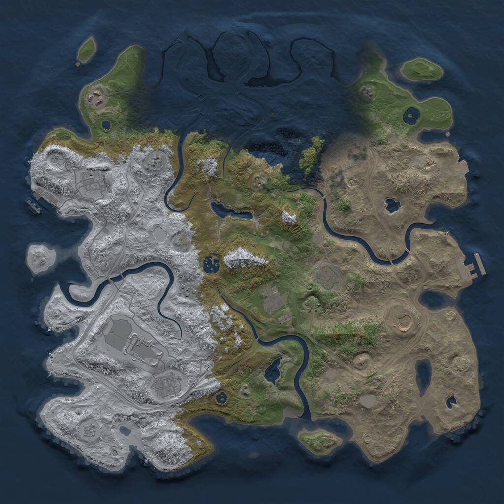 Rust Map: Procedural Map, Size: 4500, Seed: 571411002, 16 Monuments