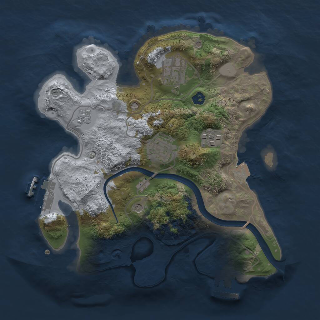 Rust Map: Procedural Map, Size: 2500, Seed: 1672878787, 8 Monuments