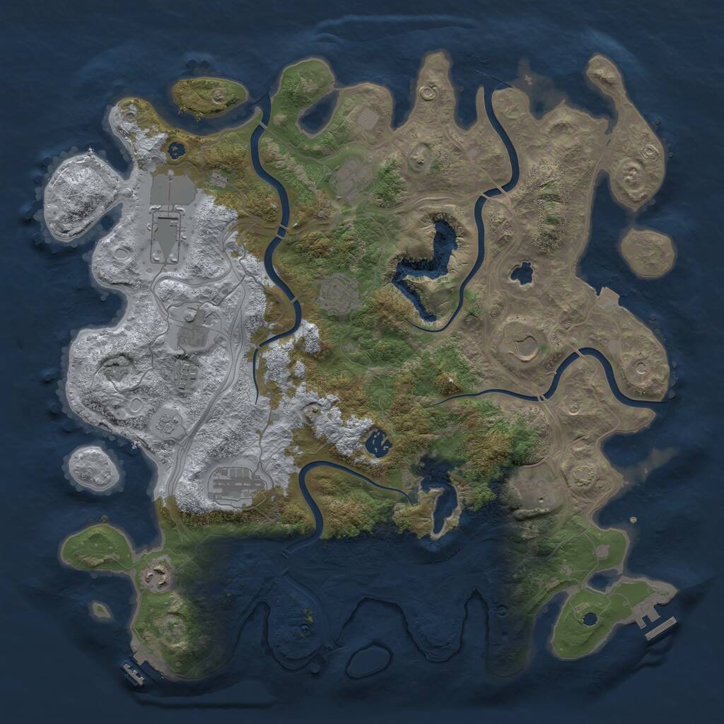 Rust Map: Procedural Map, Size: 4250, Seed: 1284186358, 16 Monuments