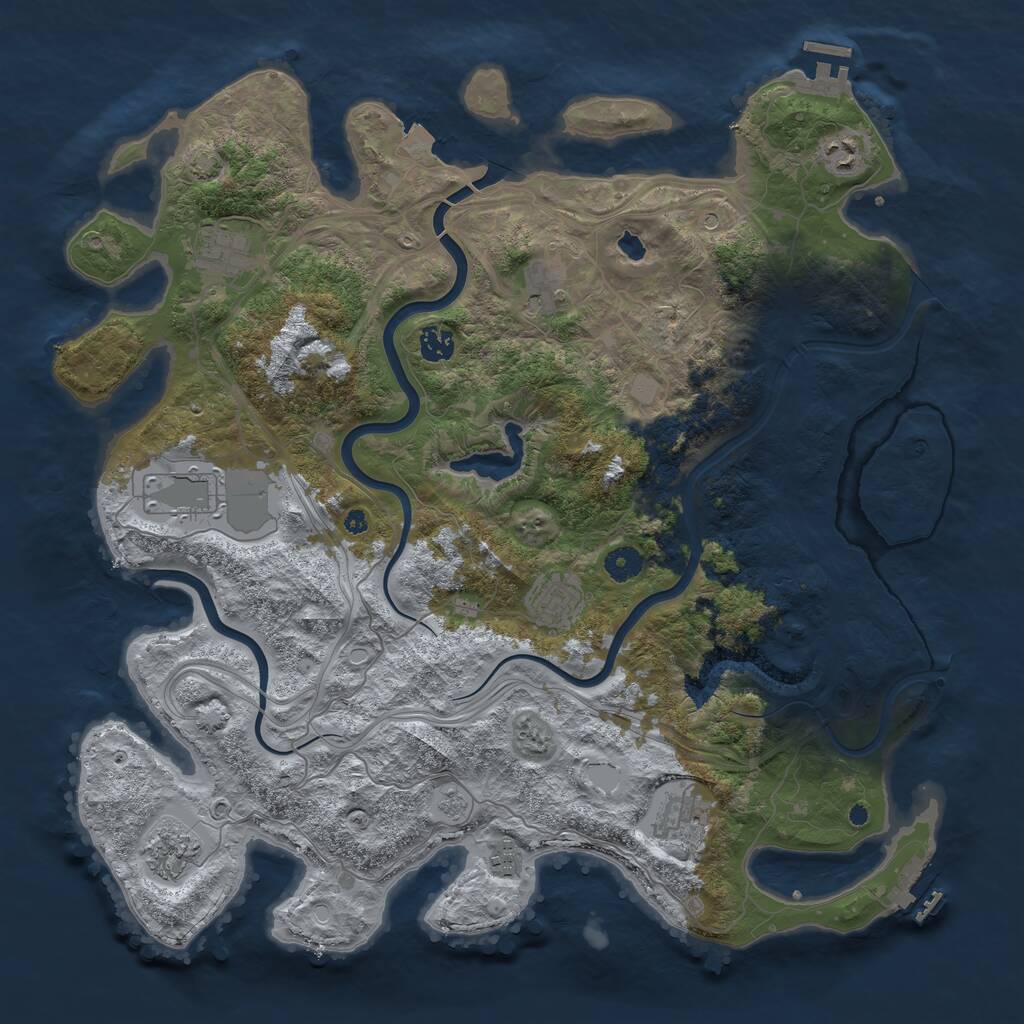 Rust Map: Procedural Map, Size: 4300, Seed: 83227465, 15 Monuments