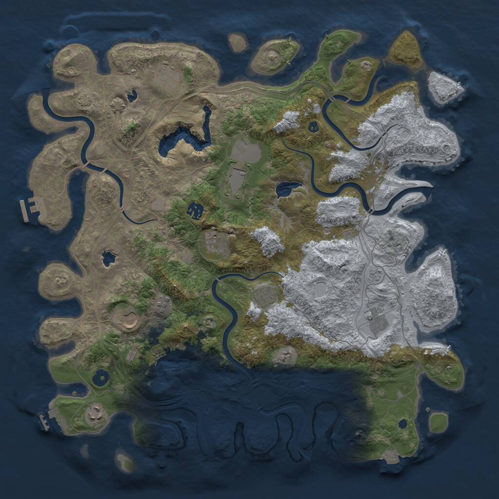 Rust Map: Procedural Map, Size: 4500, Seed: 1343784042, 15 Monuments
