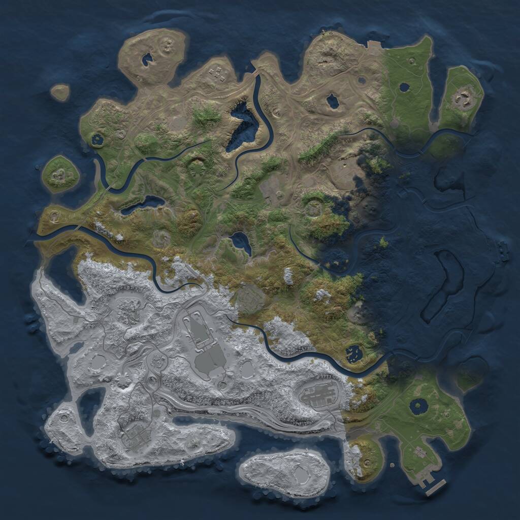 Rust Map: Procedural Map, Size: 4500, Seed: 18365496, 16 Monuments