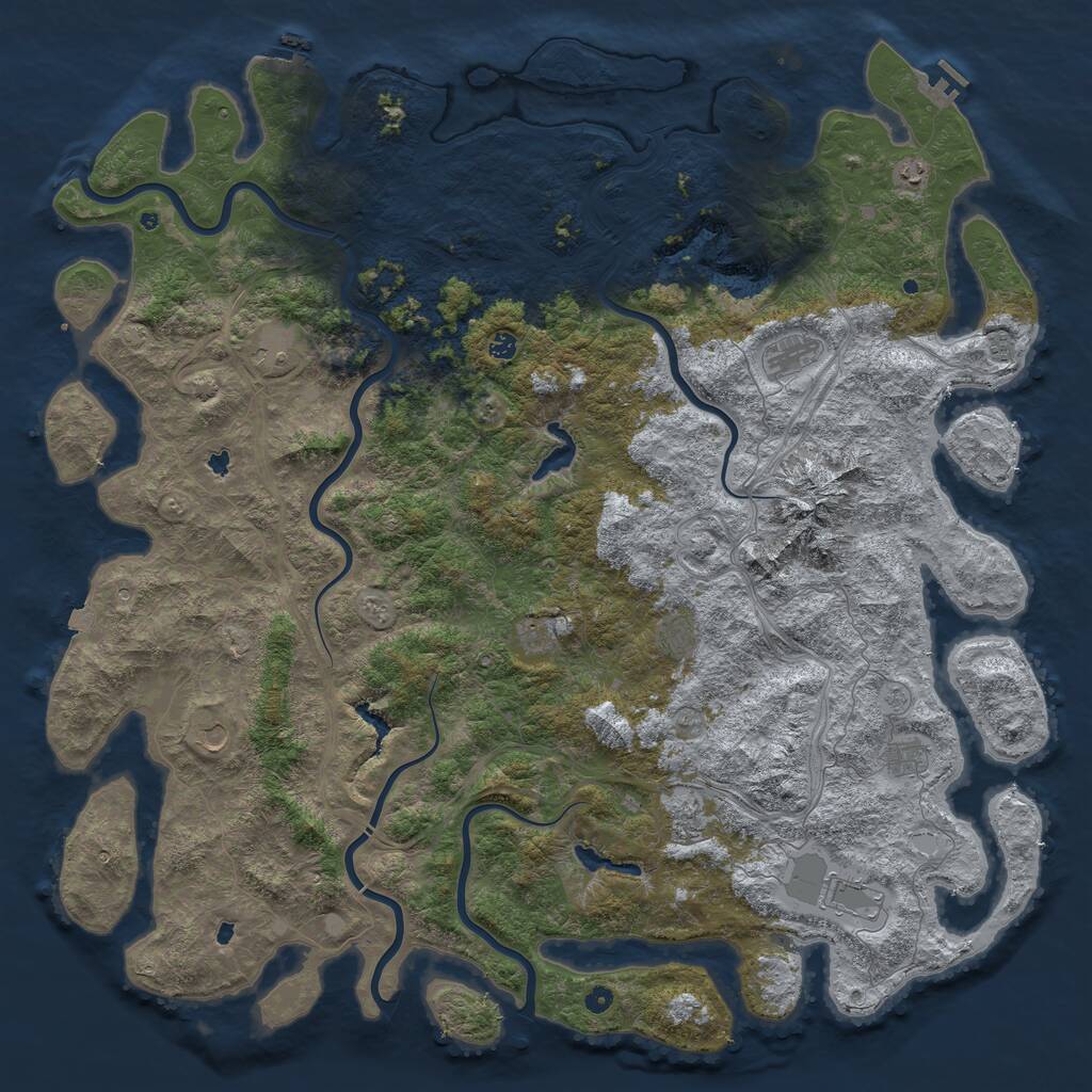 Rust Map: Procedural Map, Size: 6000, Seed: 736773153, 17 Monuments