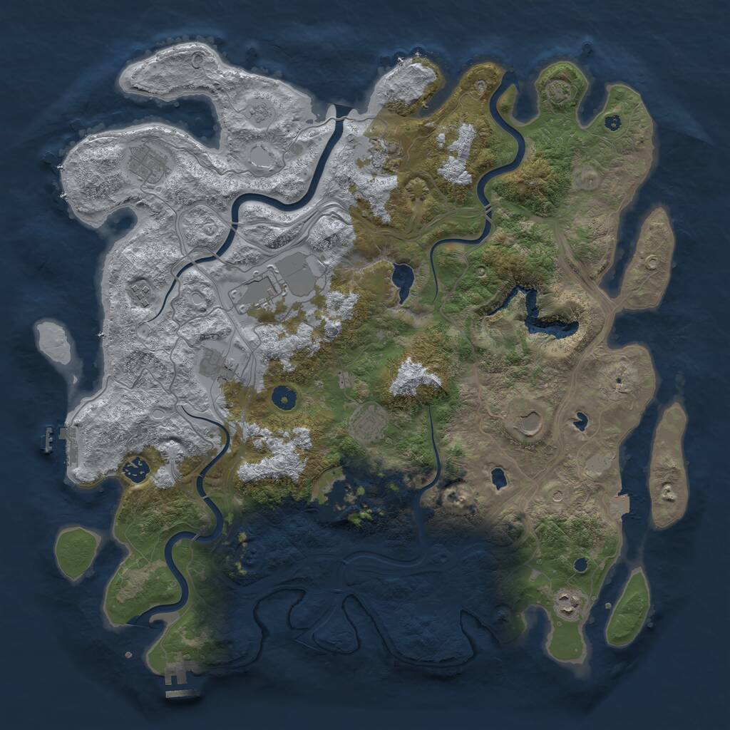 Rust Map: Procedural Map, Size: 4500, Seed: 987375260, 16 Monuments