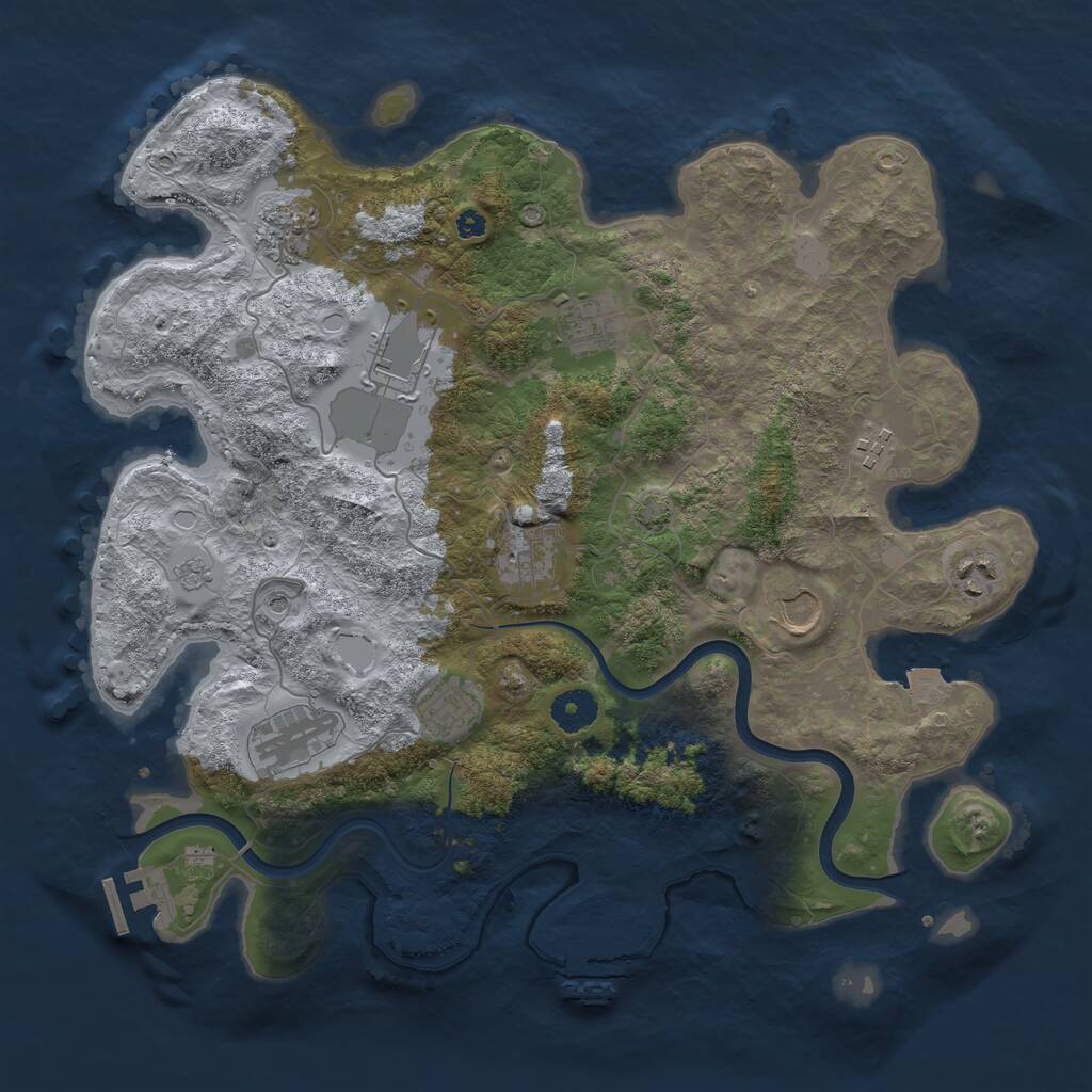 Rust Map: Procedural Map, Size: 3750, Seed: 1417964895, 15 Monuments