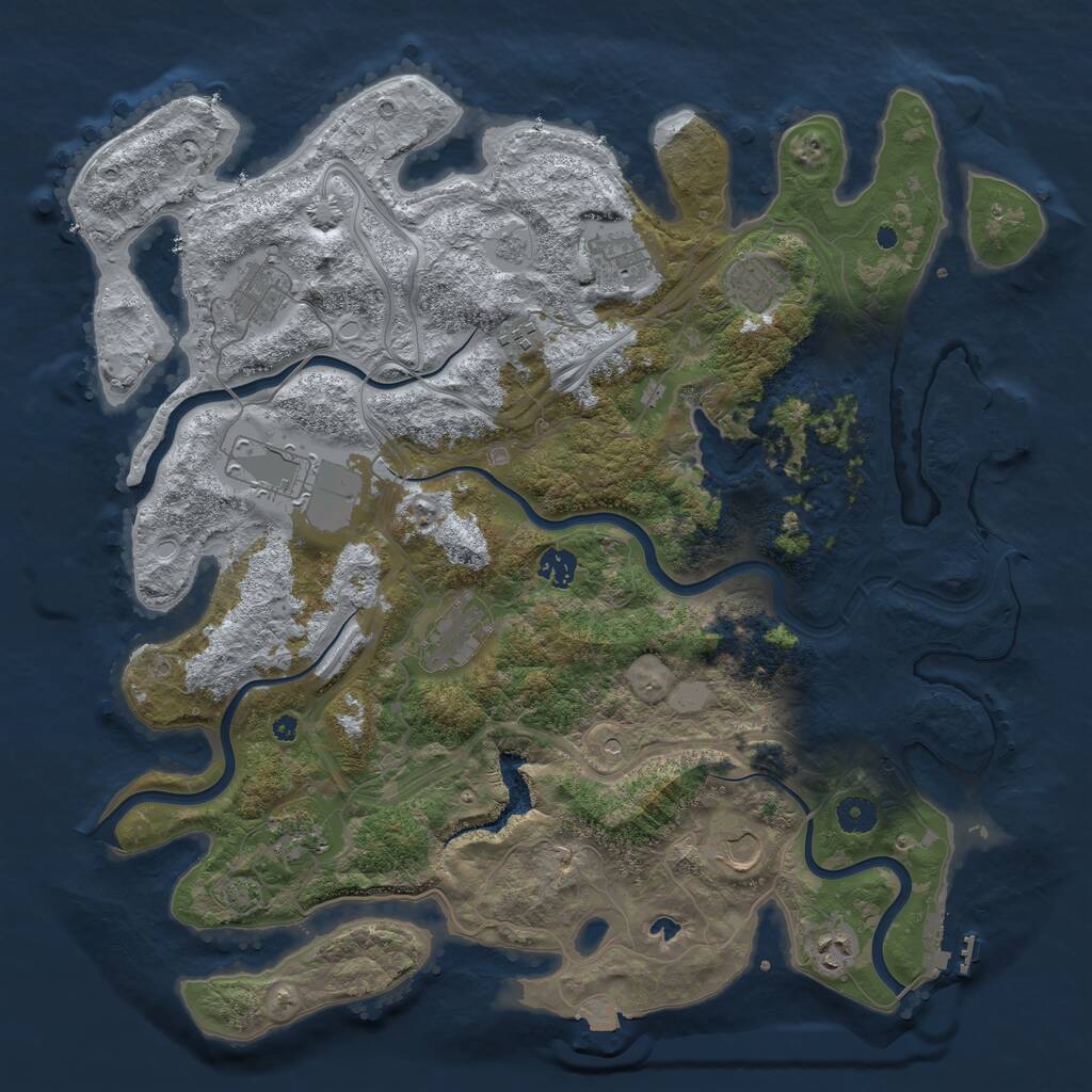 Rust Map: Procedural Map, Size: 4250, Seed: 14309, 16 Monuments