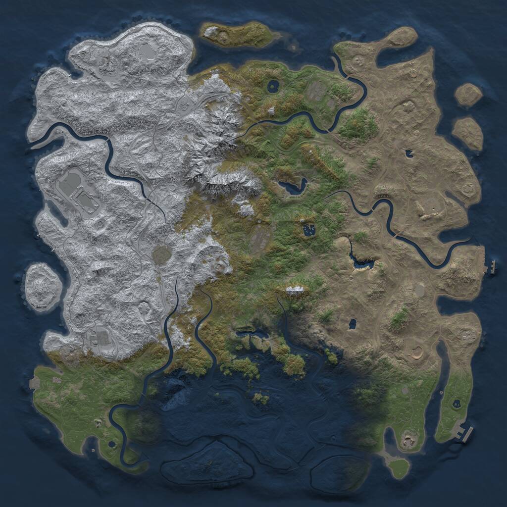 Rust Map: Procedural Map, Size: 6000, Seed: 1793026563, 17 Monuments
