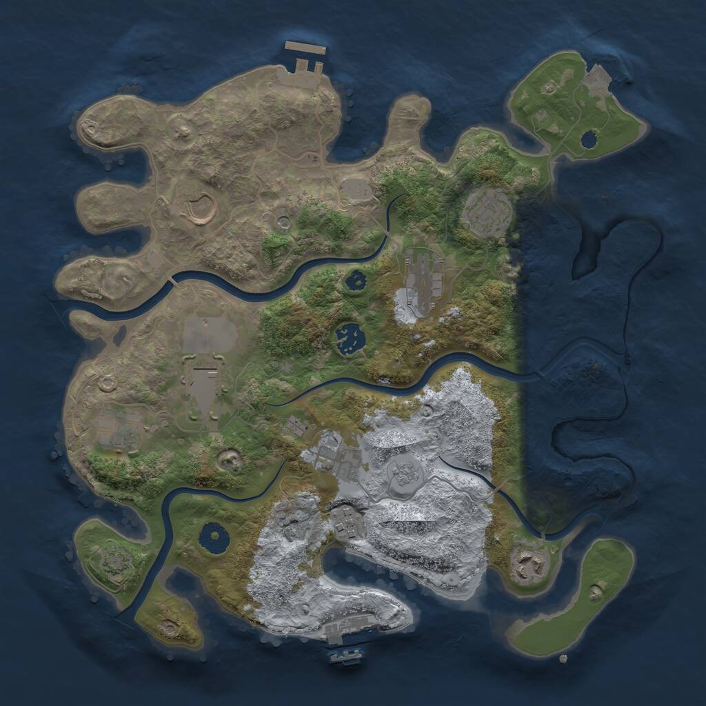 Rust Map: Procedural Map, Size: 3500, Seed: 1241141783, 15 Monuments
