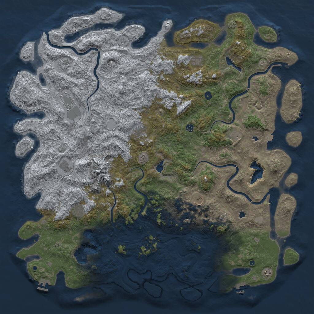 Rust Map: Procedural Map, Size: 6000, Seed: 2144191558, 17 Monuments