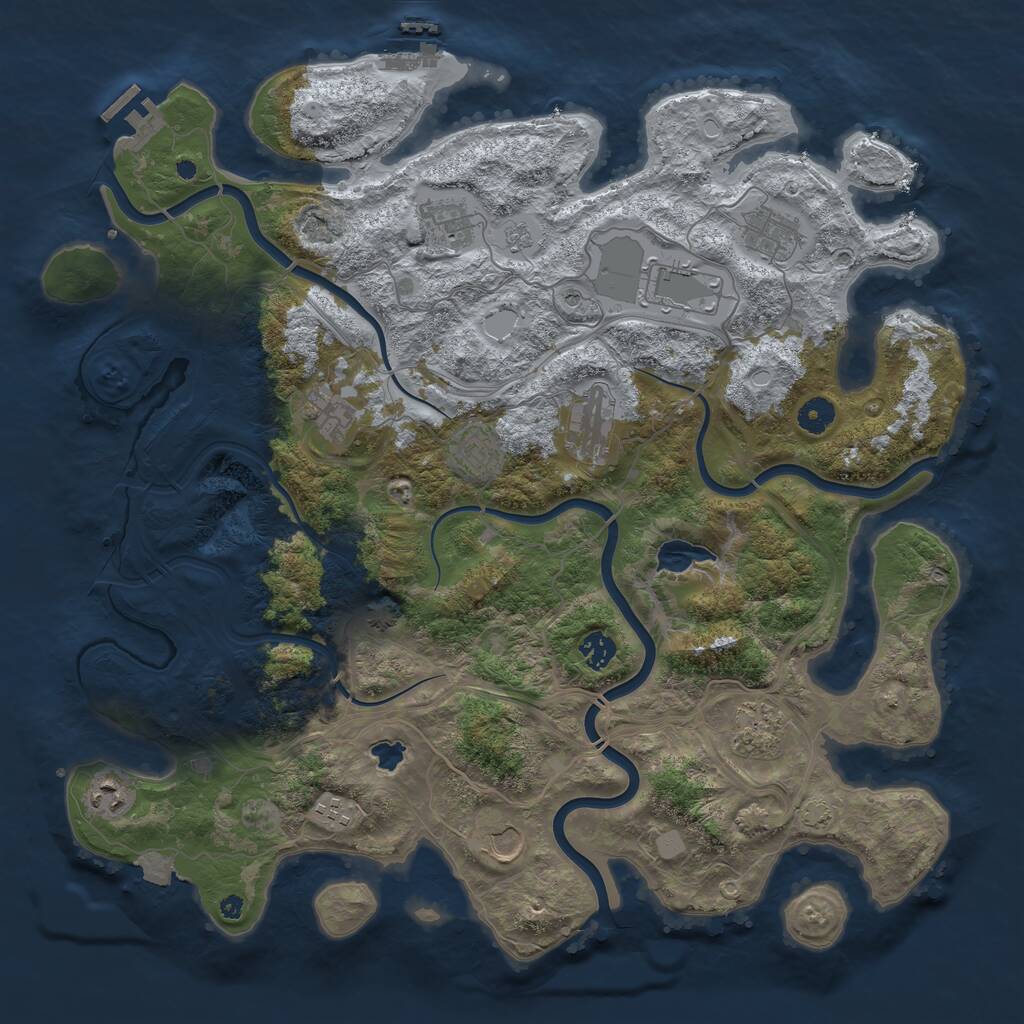 Rust Map: Procedural Map, Size: 4300, Seed: 547332793, 17 Monuments