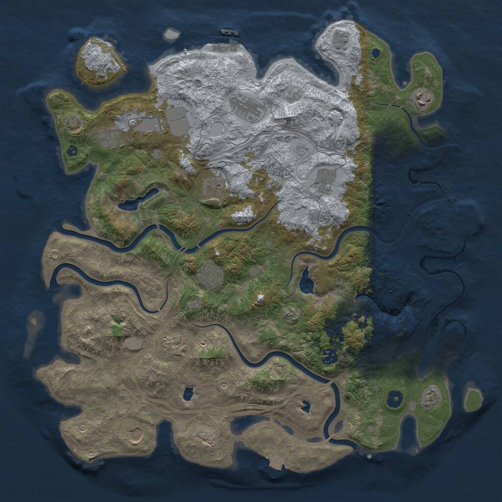 Rust Map: Procedural Map, Size: 4500, Seed: 599792, 17 Monuments
