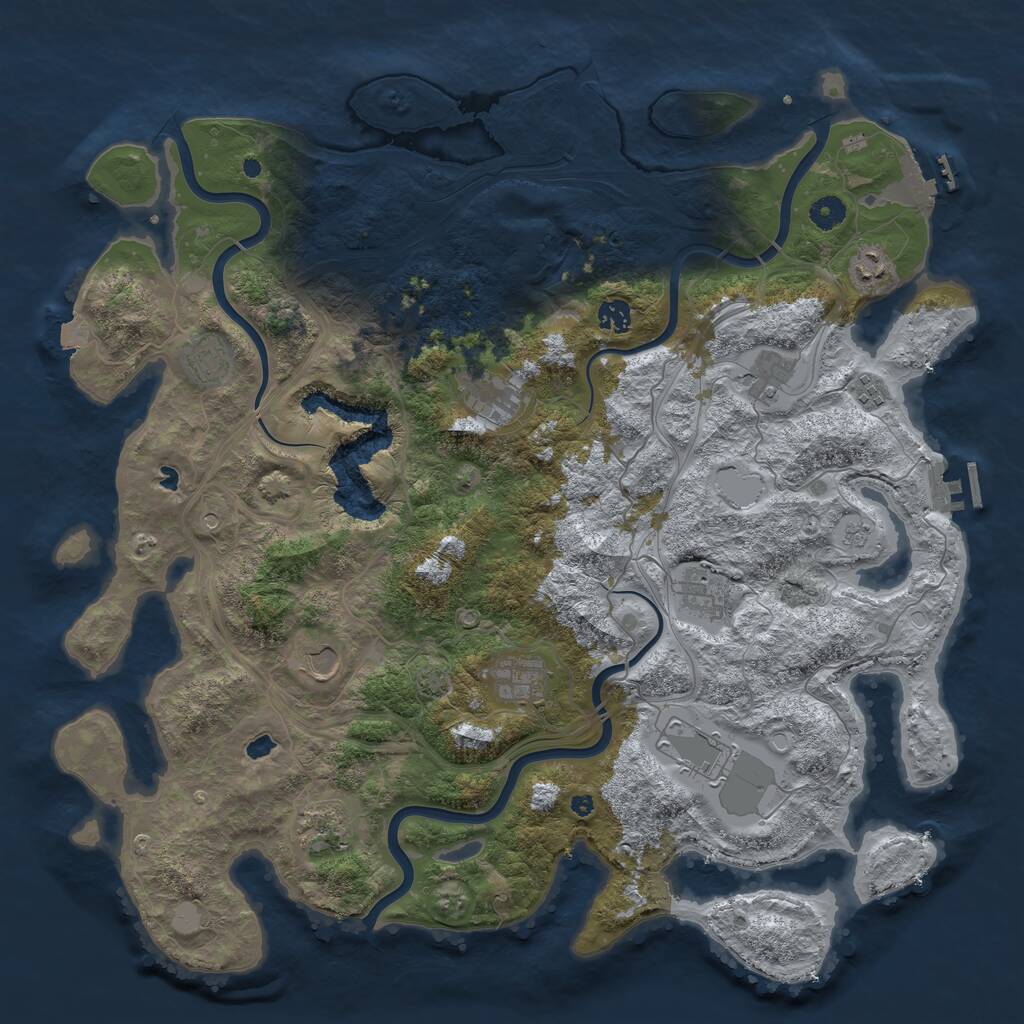 Rust Map: Procedural Map, Size: 4500, Seed: 111266161, 17 Monuments