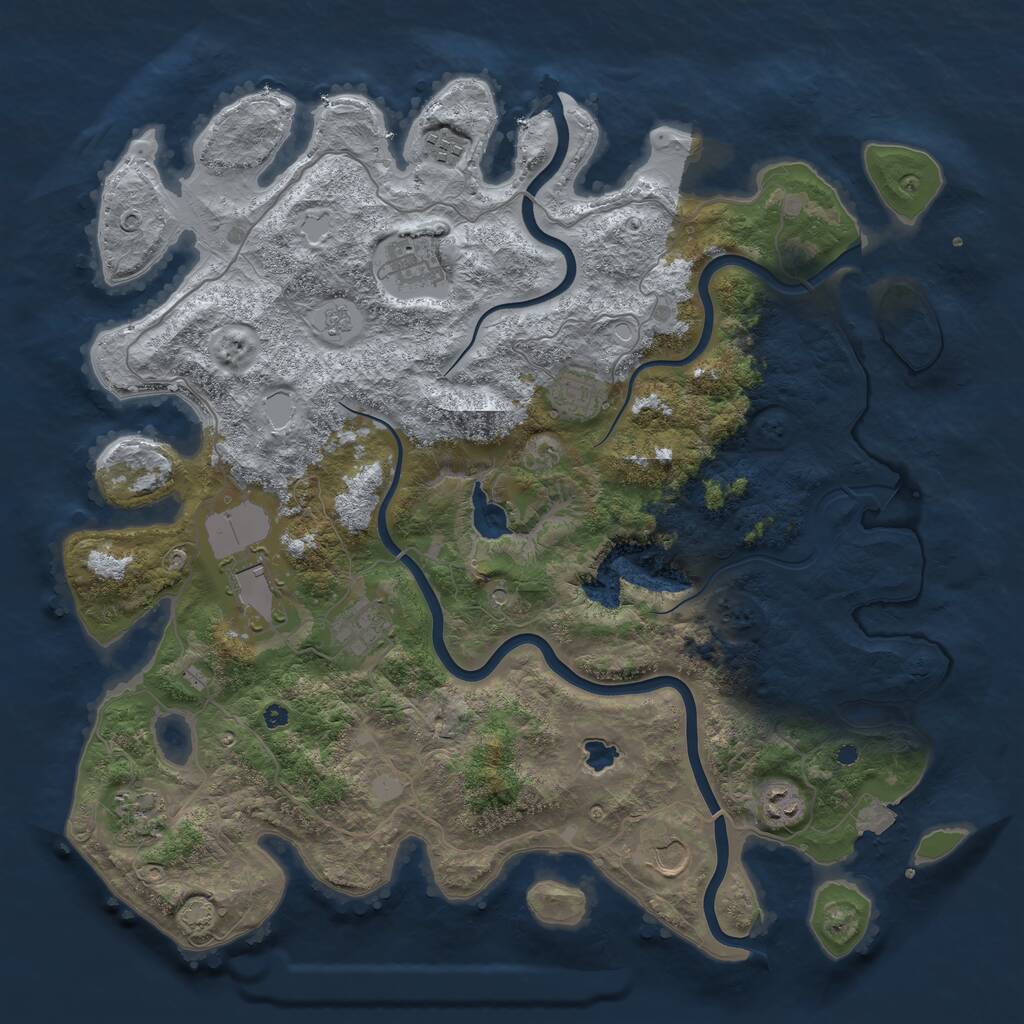 Rust Map: Procedural Map, Size: 4200, Seed: 185742, 12 Monuments