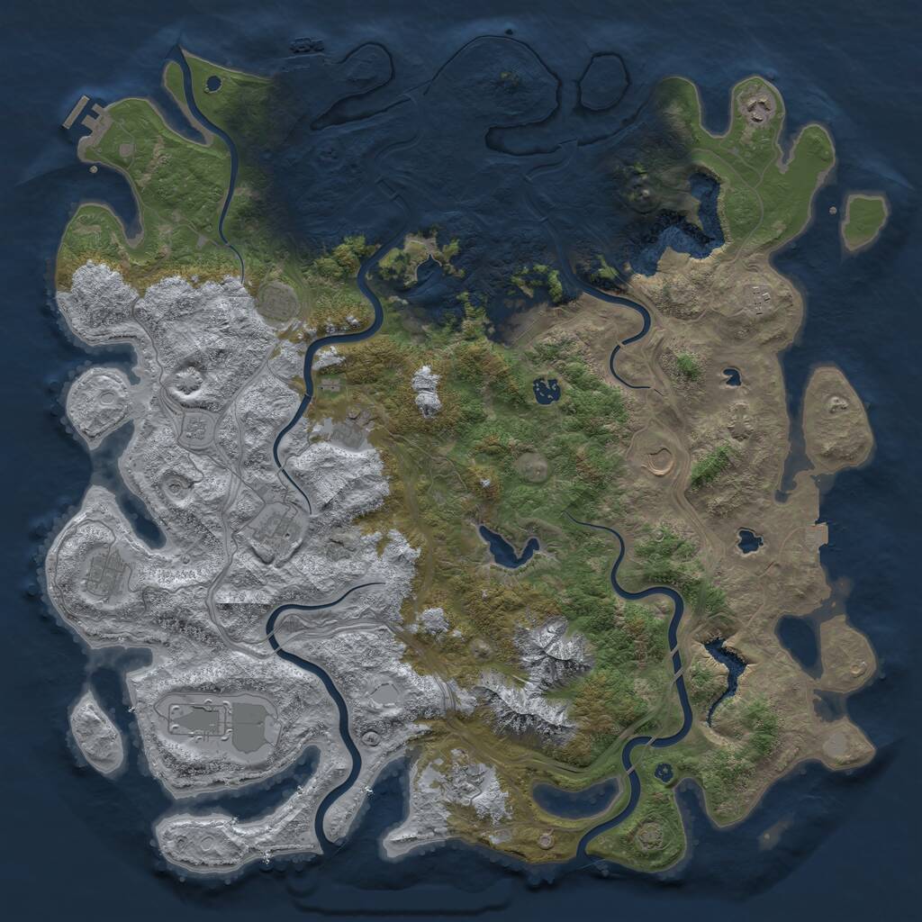 Rust Map: Procedural Map, Size: 5000, Seed: 734159710, 17 Monuments