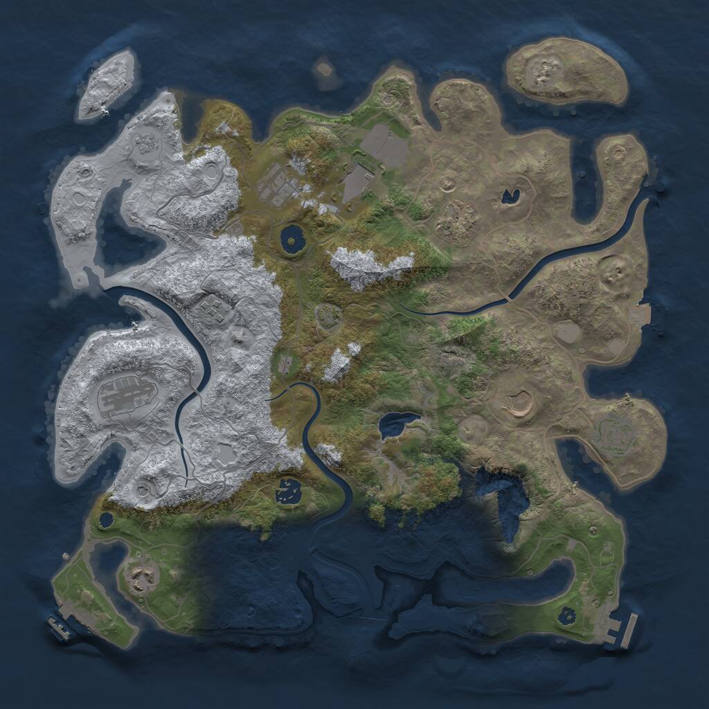 Rust Map: Procedural Map, Size: 4000, Seed: 2101988416, 15 Monuments