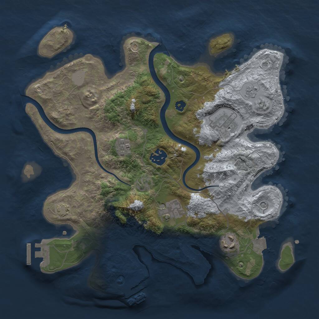 Rust Map: Procedural Map, Size: 3000, Seed: 493995566, 11 Monuments